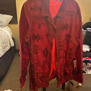 JM Collection Red Patterned Blazer